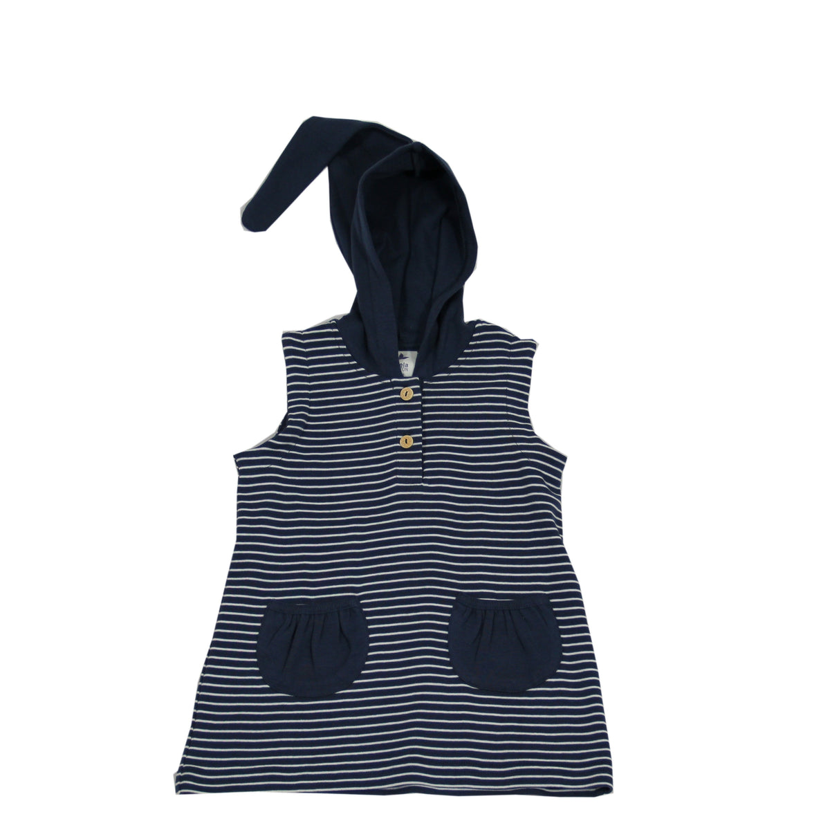 Baby Tunic Dress, Indigo-White — Leela Cotton, view 2