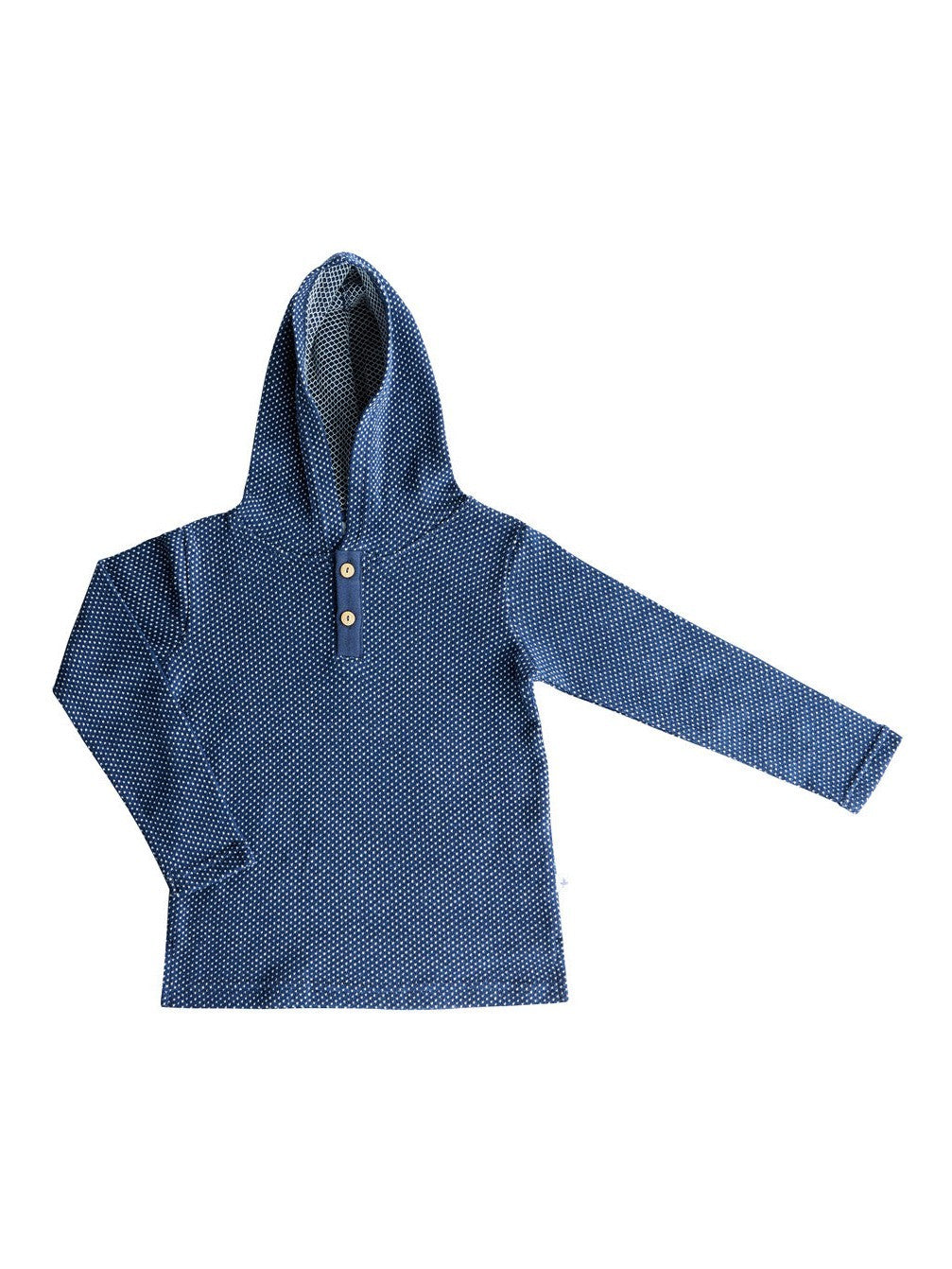Baby Hooded Top Honeycomb, Indigo Natural White — Leela Cotton