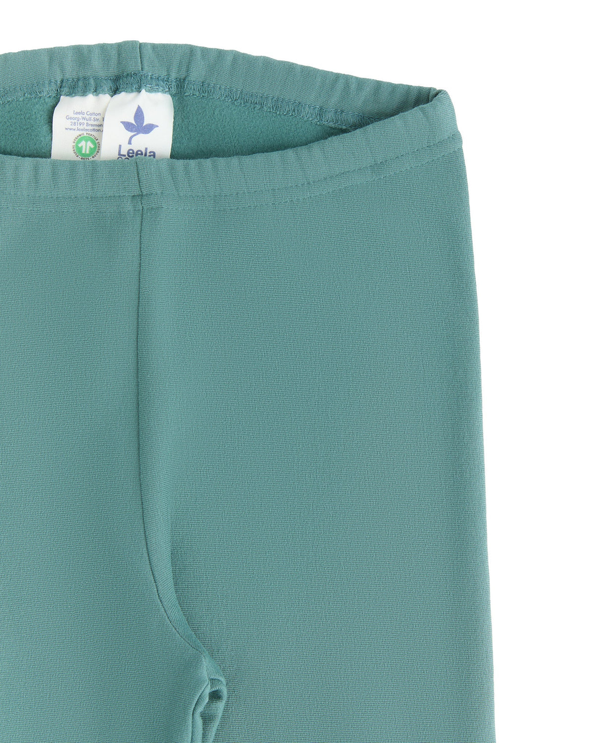 Kids Fleece Leggings, Green Blue — Leela Cotton, view 3