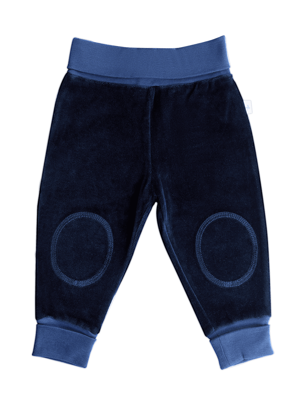 Baby Velour Trousers Wide Waistband, Midnight Blue