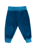 Baby Velour Trousers Wide Waistband, Danube Blue