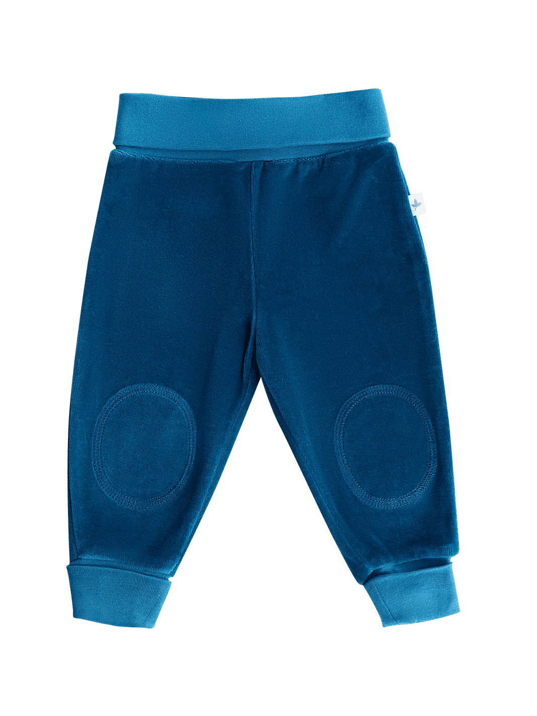 Baby Velour Trousers Wide Waistband, Danube Blue — Leela Cotton