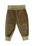 Baby Velour Trousers Wide Waistband, Olive Green