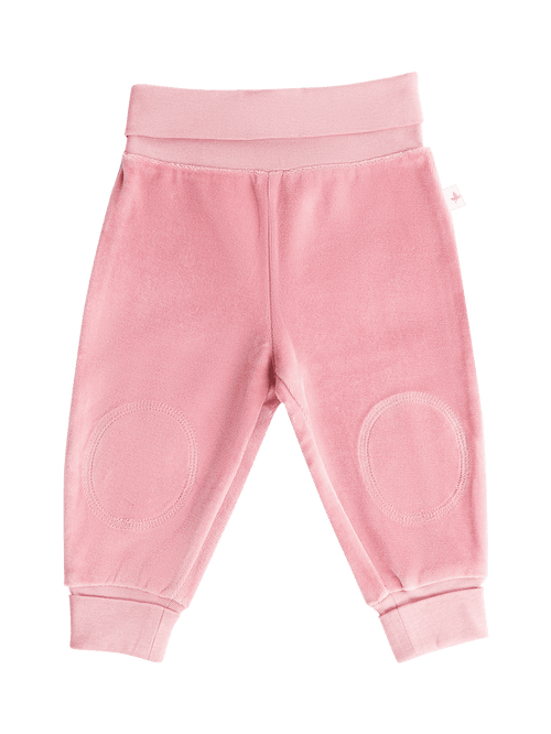Baby Velour Trousers Wide Waistband, Dusty Pink — Leela Cotton