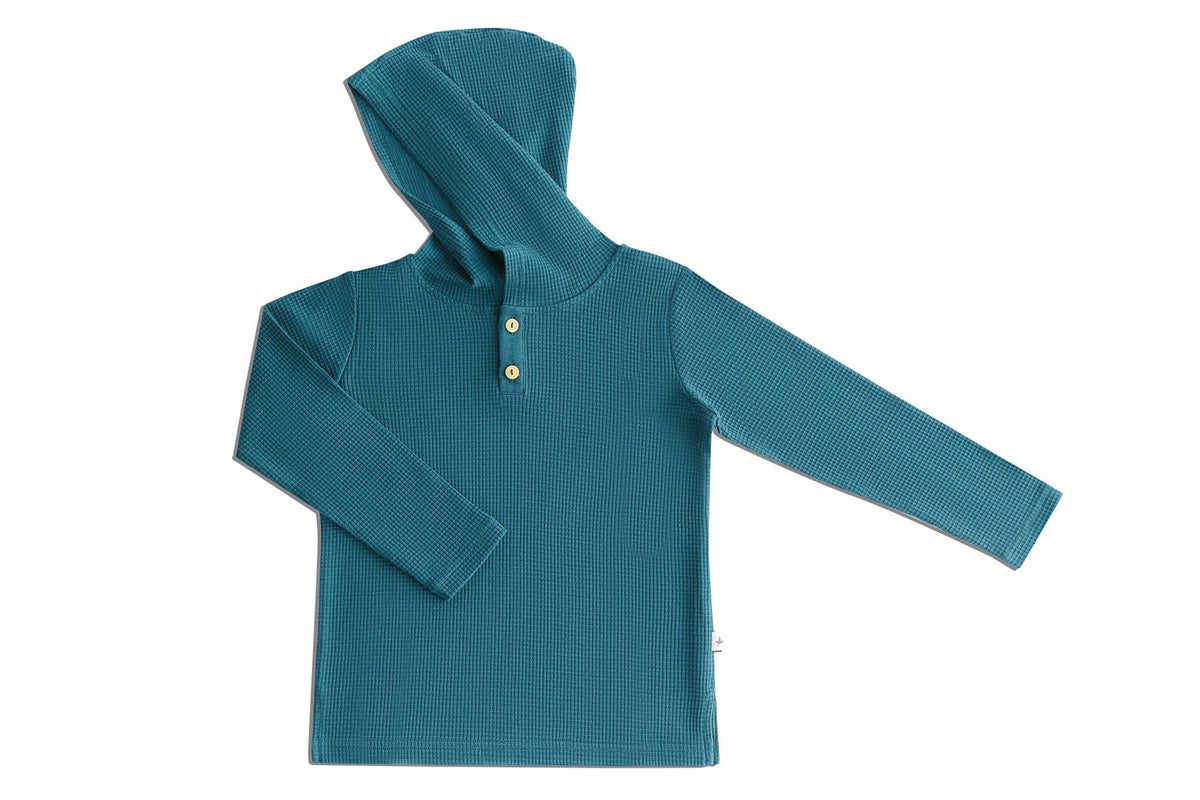 Baby Waffle Hooded Top, Fir — Leela Cotton