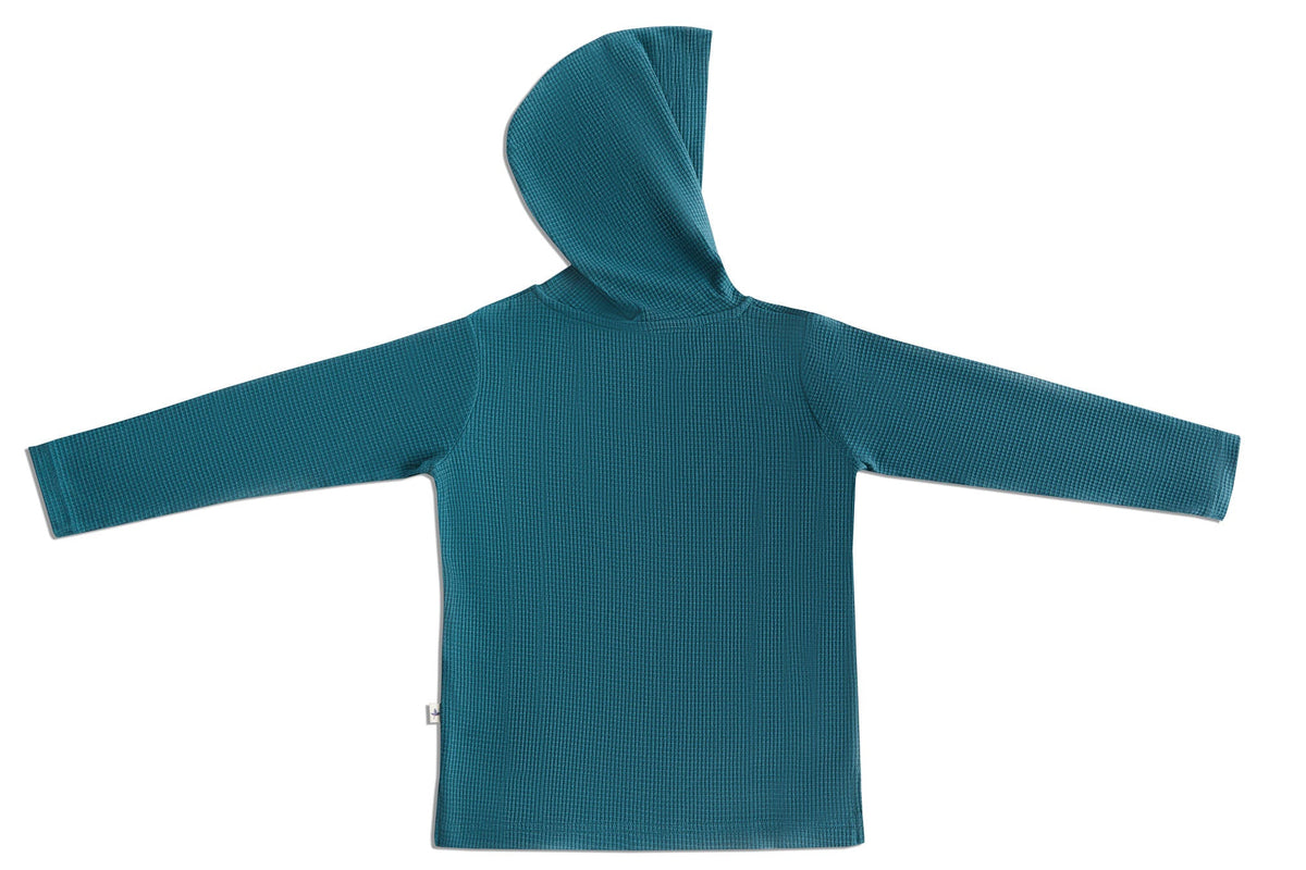 Baby Waffle Hooded Top, Fir — Leela Cotton, view 2