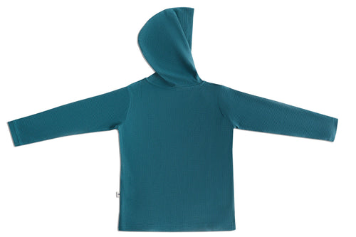 Baby Waffle Hooded Top, Fir — Leela Cotton, view 2