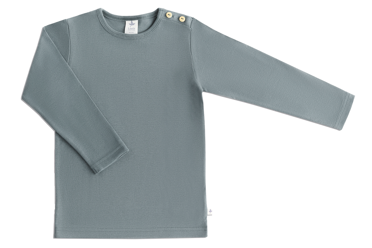 Kids' Long Sleeve Top, Feather Grey — Leela Cotton