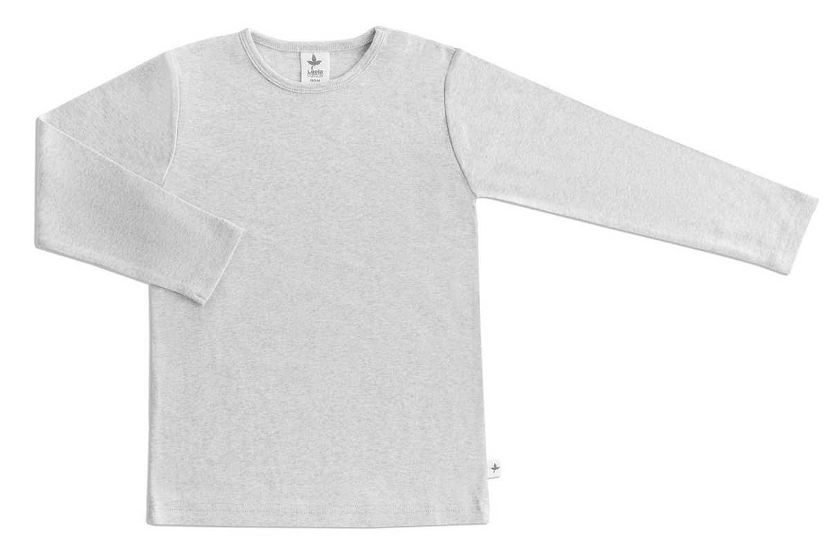 Kids' Long Sleeve Top, Grey-Melange — Leela Cotton, view 5