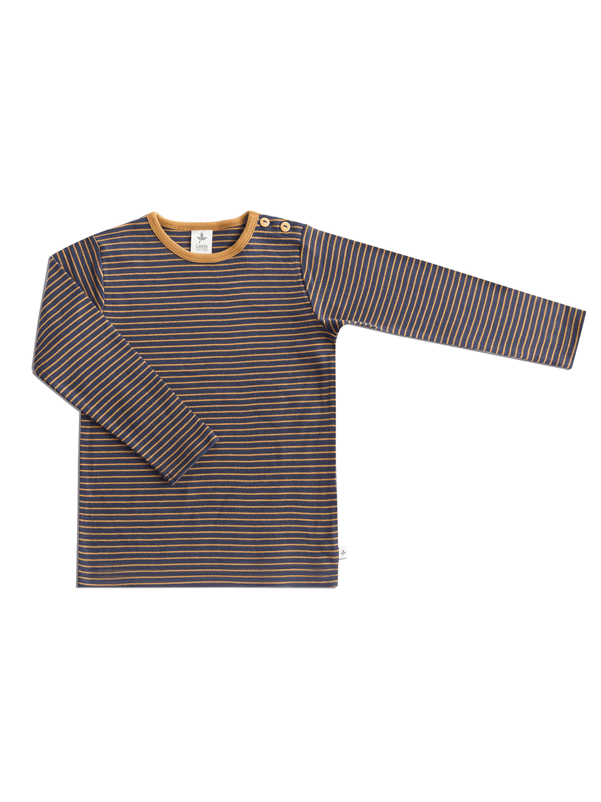 Kids' Long Sleeve Top, Indigo-Ginger — Leela Cotton