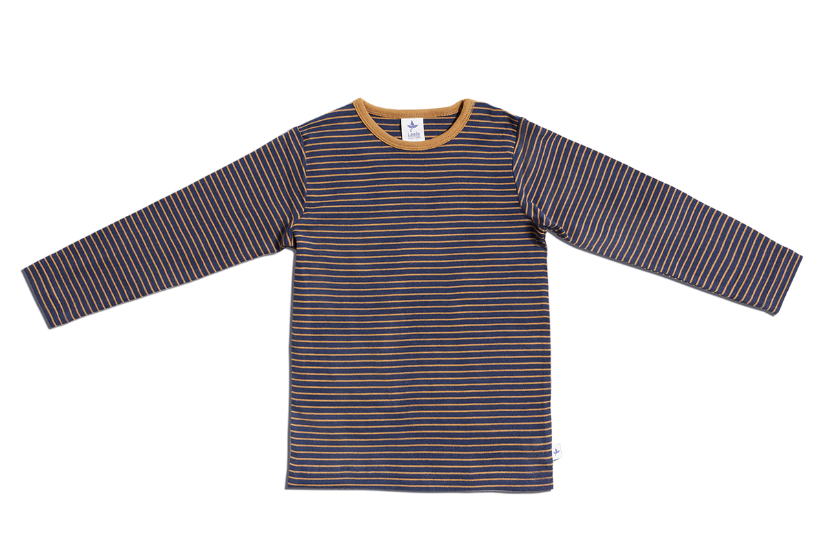 Kids' Long Sleeve Top, Indigo-Ginger — Leela Cotton, view 5