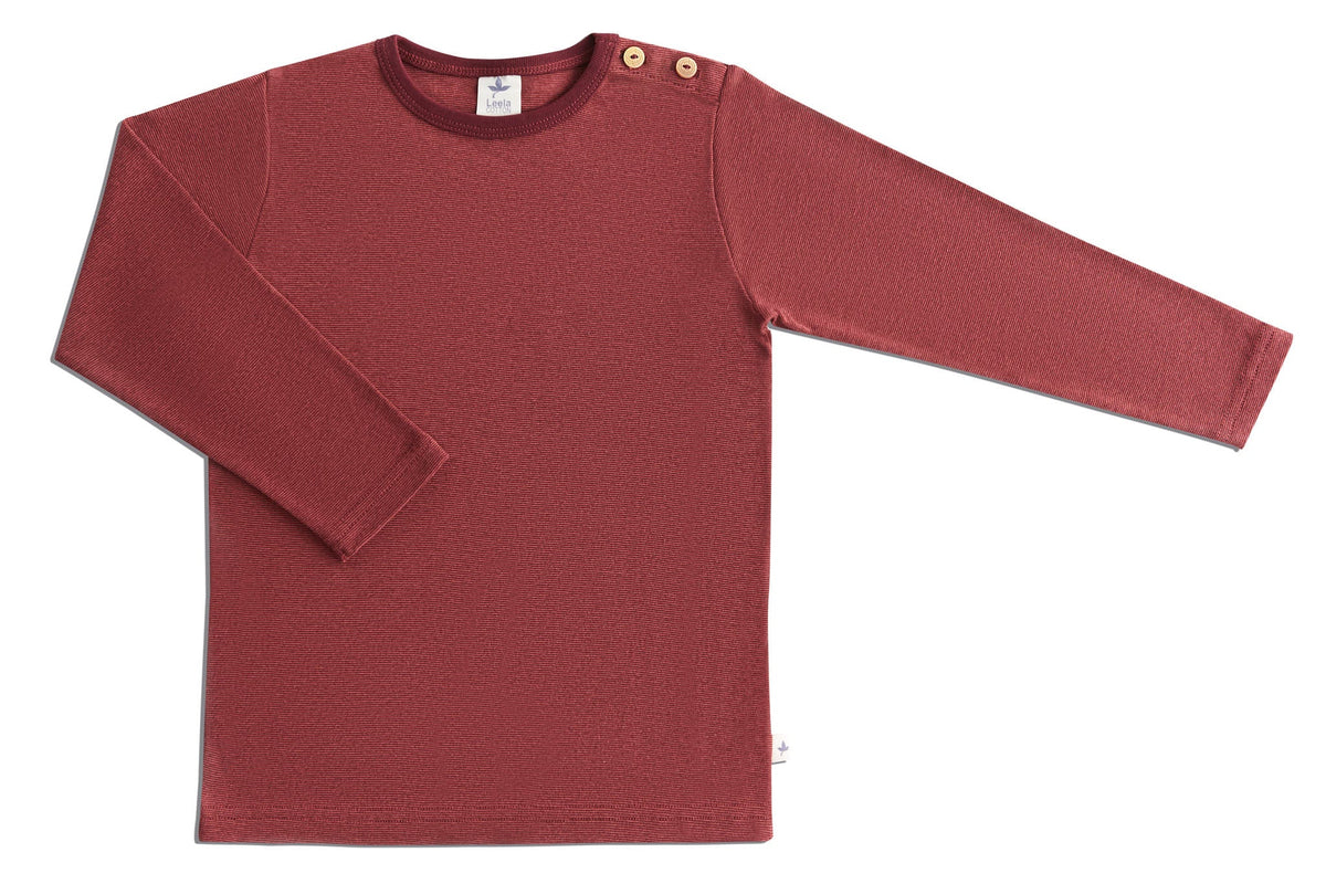 Kids' Long Sleeve Top, Coffee / Rust Red — Leela Cotton