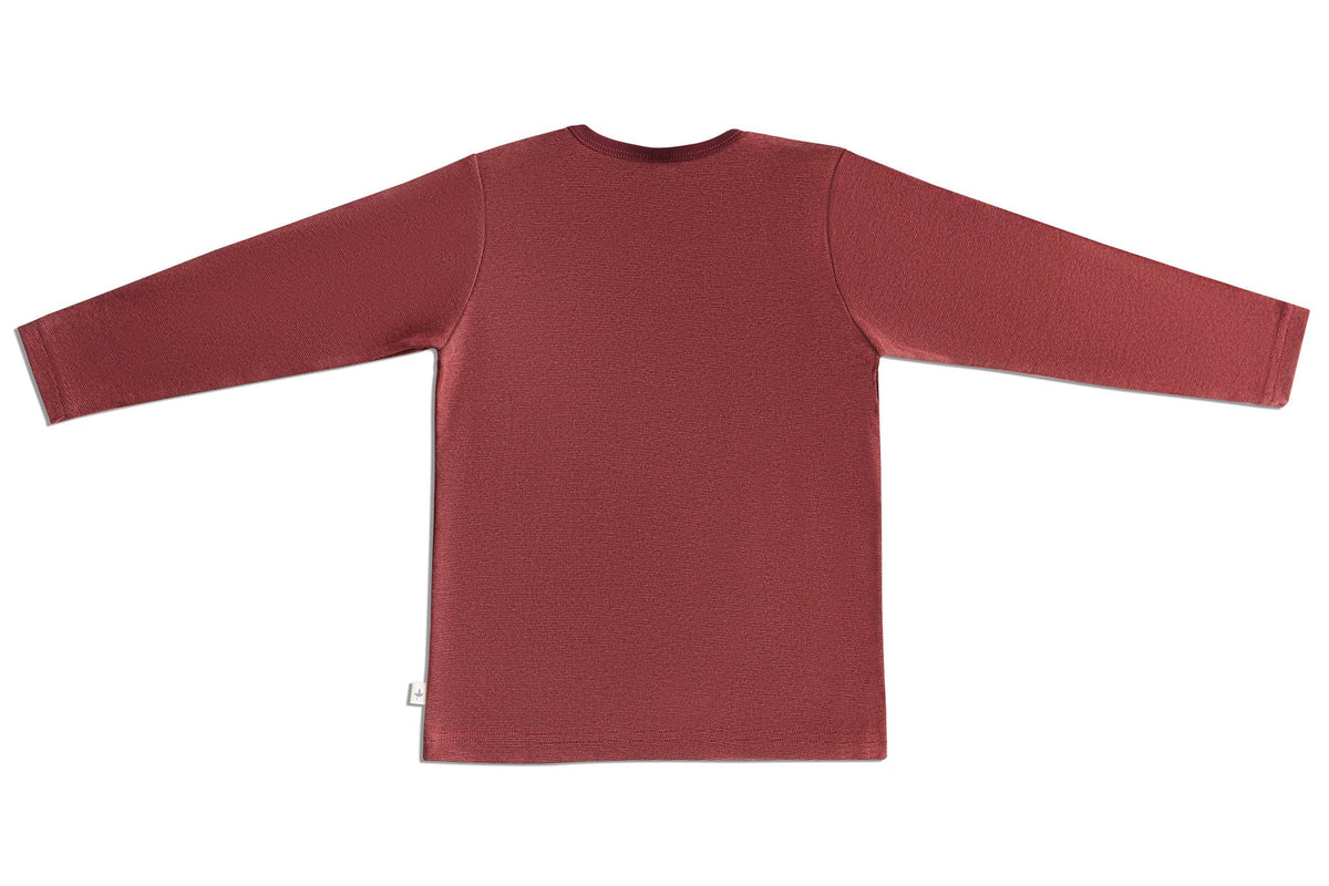 Kids' Long Sleeve Top, Coffee / Rust Red — Leela Cotton, view 2