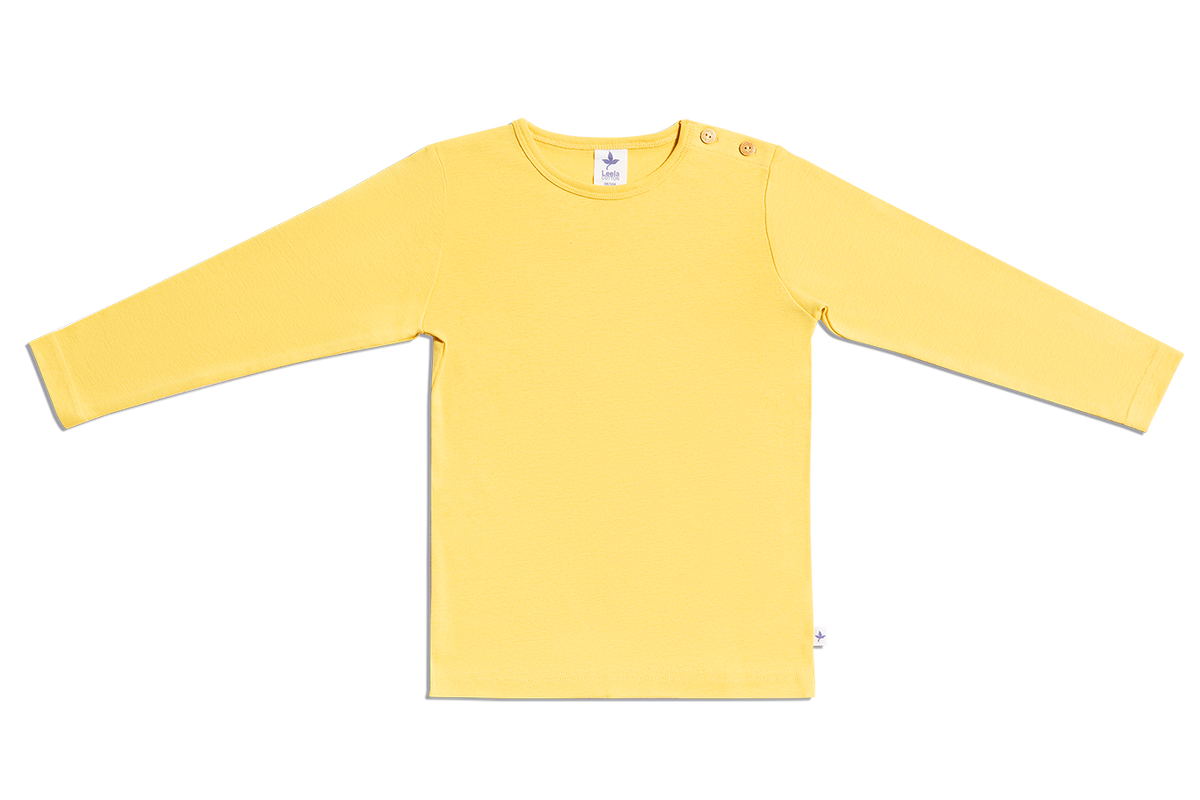 Kids' Long Sleeve Top, Ochre — Leela Cotton, view 2