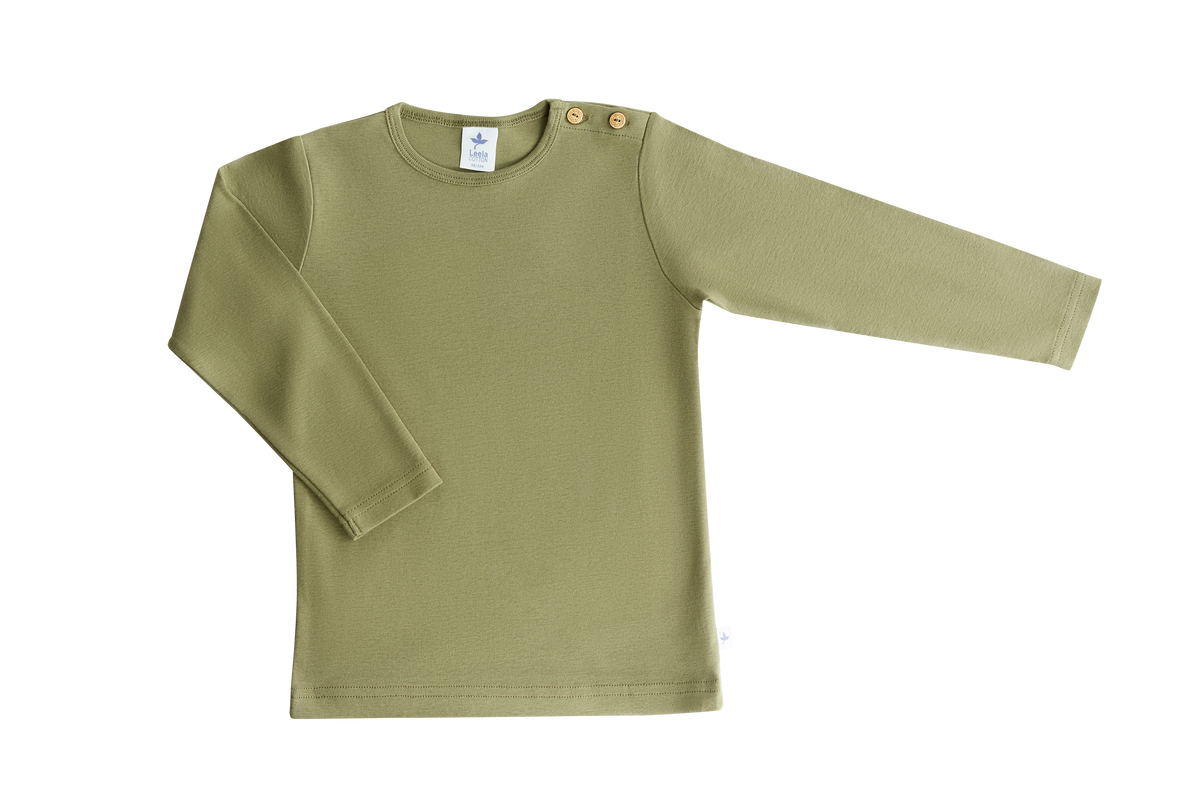 Kids' Long Sleeve Top, Olive Green