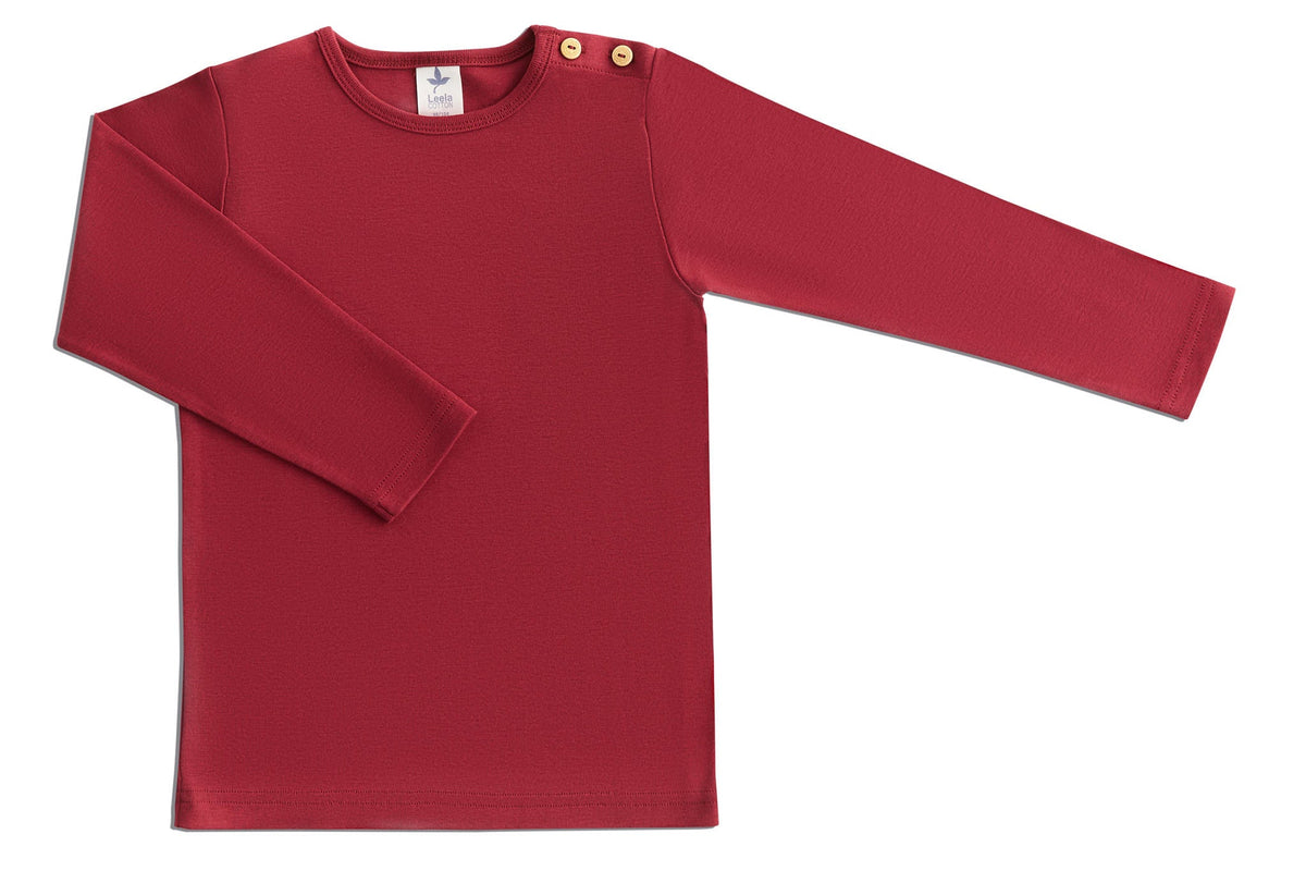 Kids' Long Sleeve Top, Rose Red — Leela Cotton