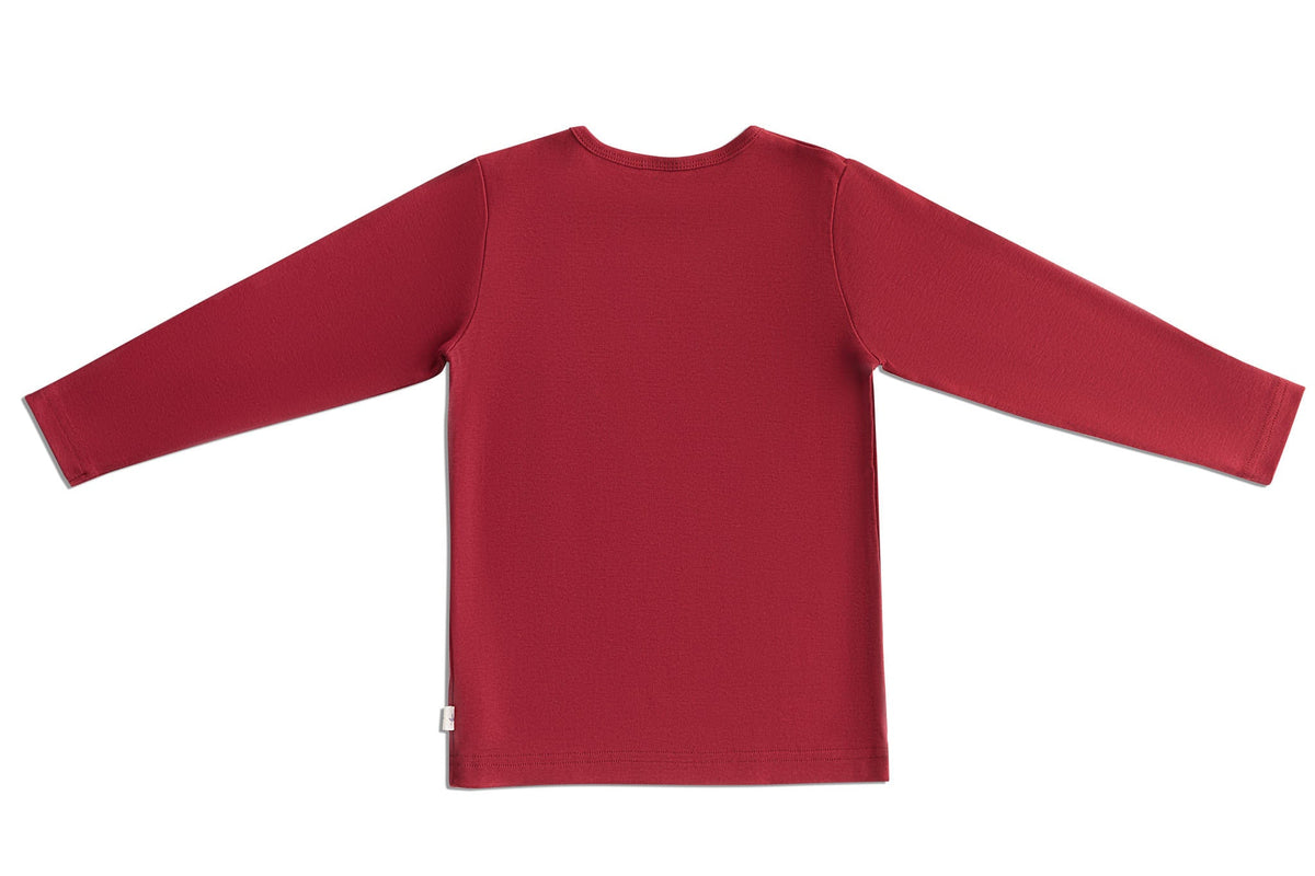 Kids' Long Sleeve Top, Rose Red — Leela Cotton, view 2