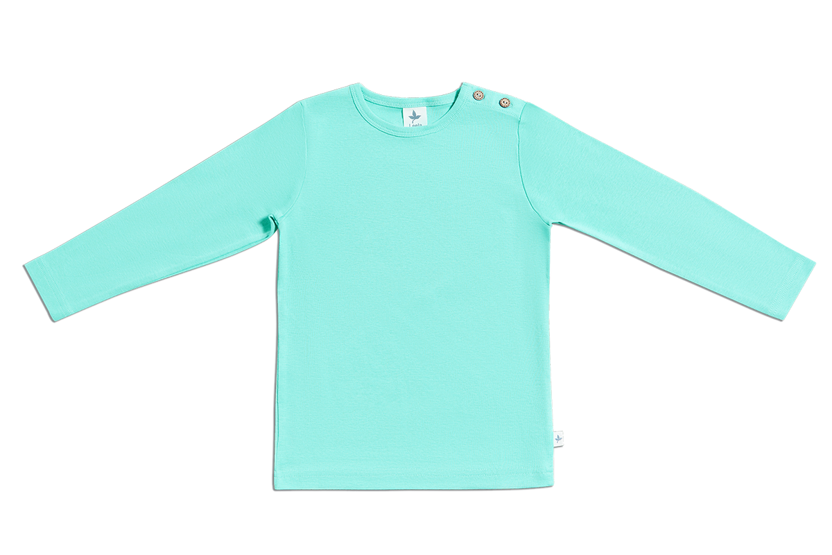 Kids' Long Sleeve Top, Turquoise — Leela Cotton, view 2