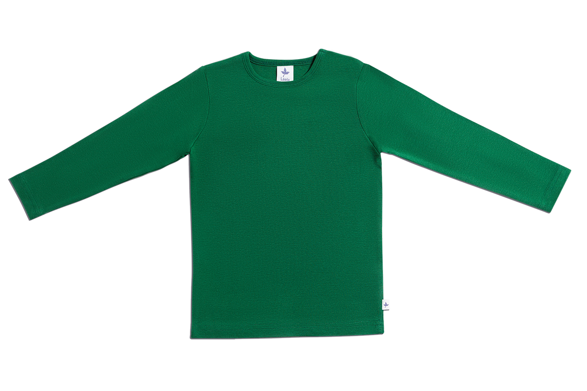 Baby Basic Long Sleeve Top, Moss Green — Leela Cotton, view 5