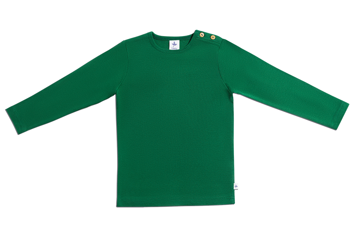 Baby Basic Long Sleeve Top, Moss Green — Leela Cotton, view 2