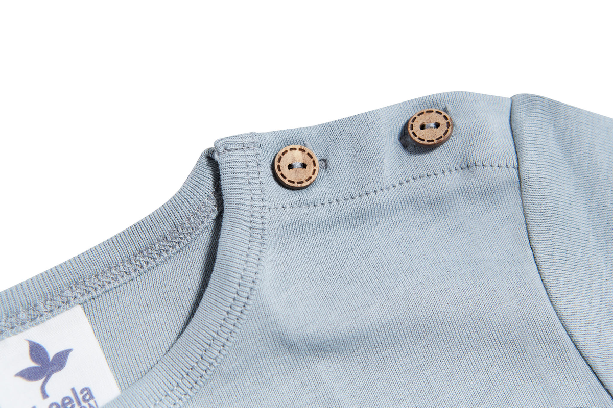 Baby Basic Long Sleeve Top, Light Grey — Leela Cotton, view 4