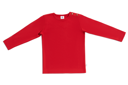 Baby Basic Long Sleeve Top, Brick Red — Leela Cotton, view 2