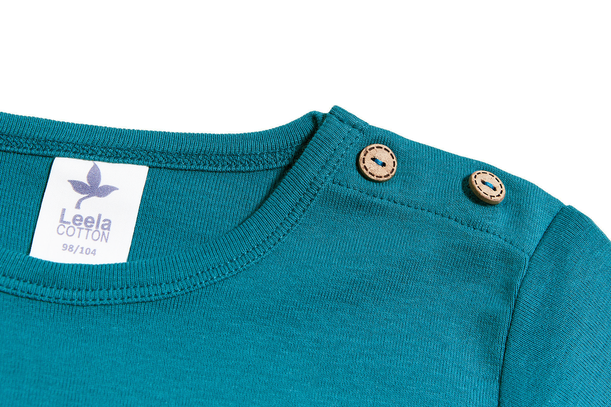Baby Basic Long Sleeve Top, Ocean Blue — Leela Cotton, view 2
