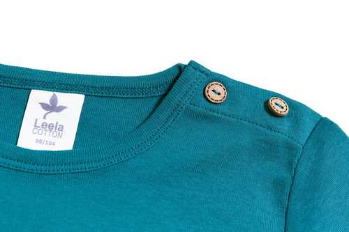 Baby Basic Long Sleeve Top, Ocean Blue — Leela Cotton, view 2