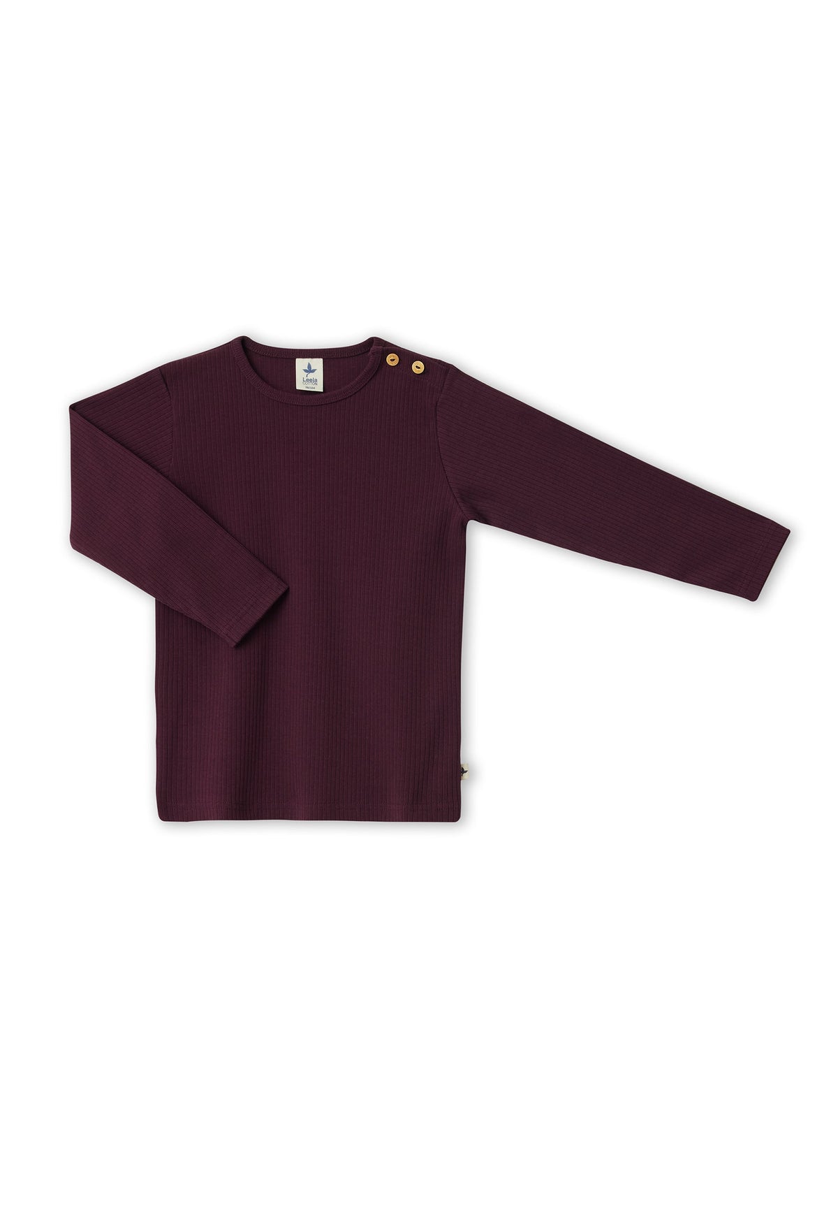 Kids' Ribbed Jersey Long Sleeve Top, Aubergine — Leela Cotton
