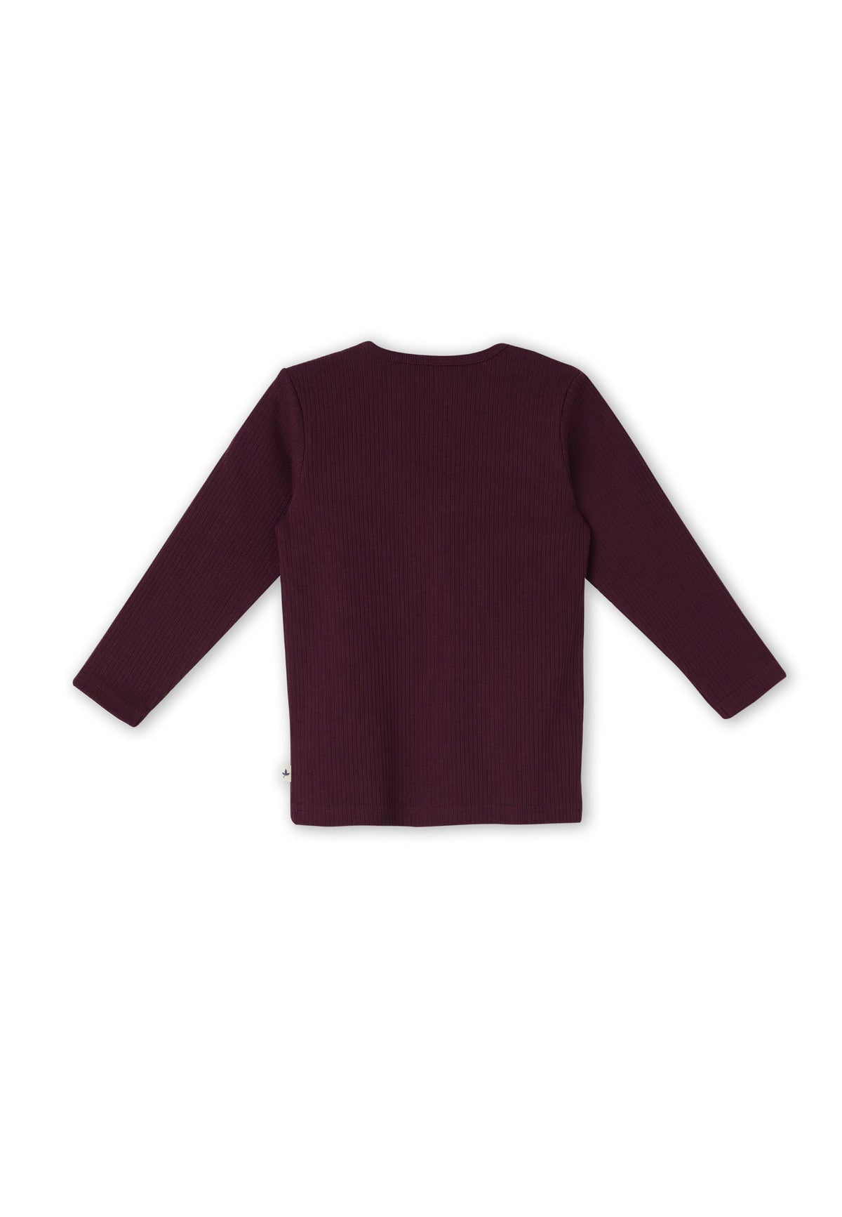 Kids' Ribbed Jersey Long Sleeve Top, Aubergine — Leela Cotton, view 2