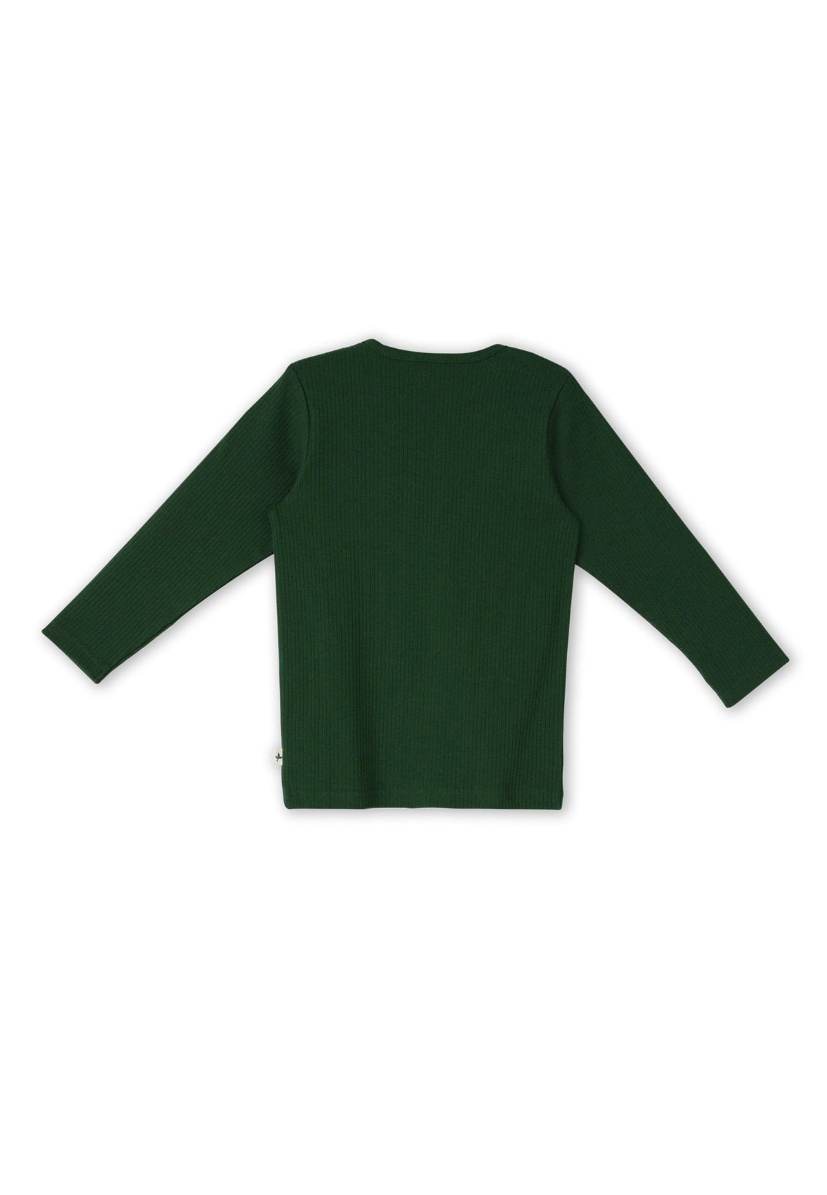 Kids' Ribbed Jersey Long Sleeve Top, Pine Needle — Leela Cotton, view 2
