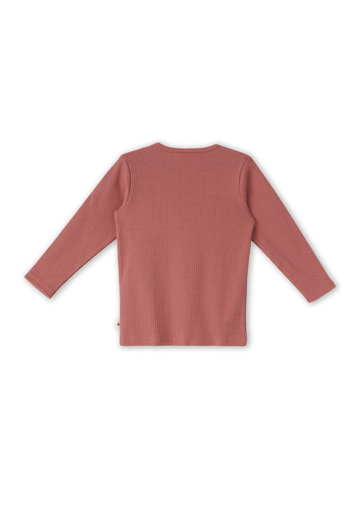 Kids' Ribbed Jersey Long Sleeve Top, Dark Mauve — Leela Cotton, view 2