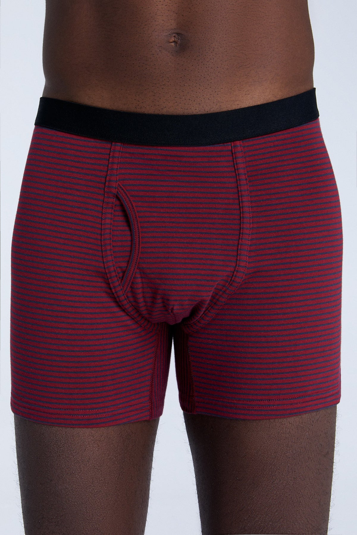 Men's Boxer Shorts, Tibet Red / Navy Striped — Albero Natur