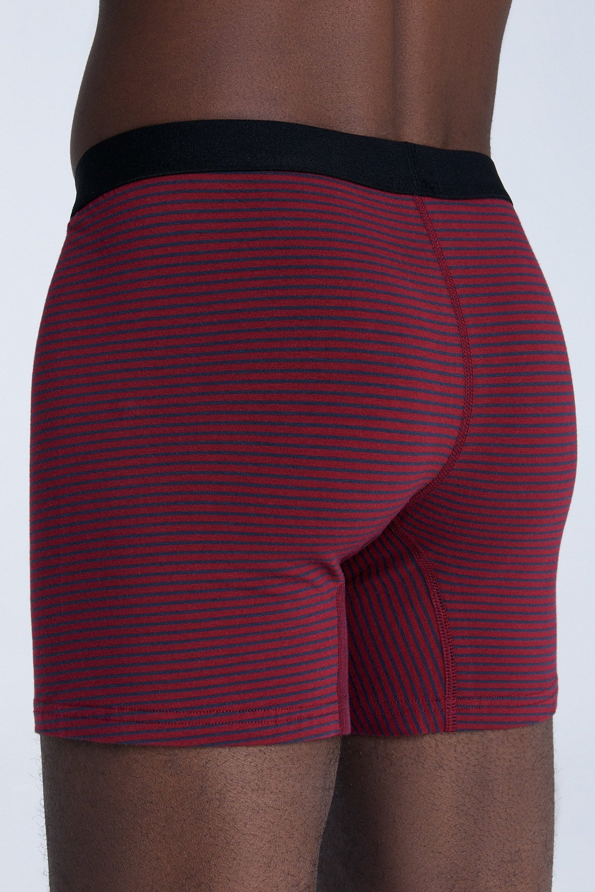 Men's Boxer Shorts, Tibet Red / Navy Striped — Albero Natur, view 4