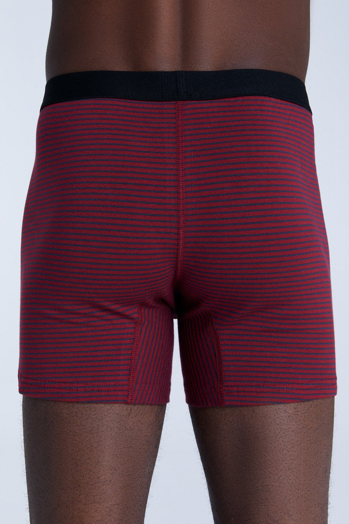 Men's Boxer Shorts, Tibet Red / Navy Striped — Albero Natur, view 2