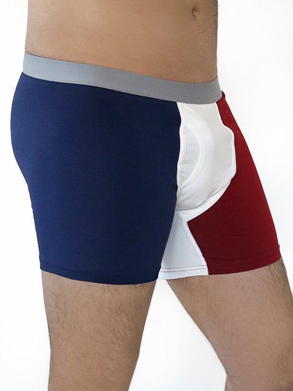 Men's Boxer Shorts, Navy - Red - Natural White