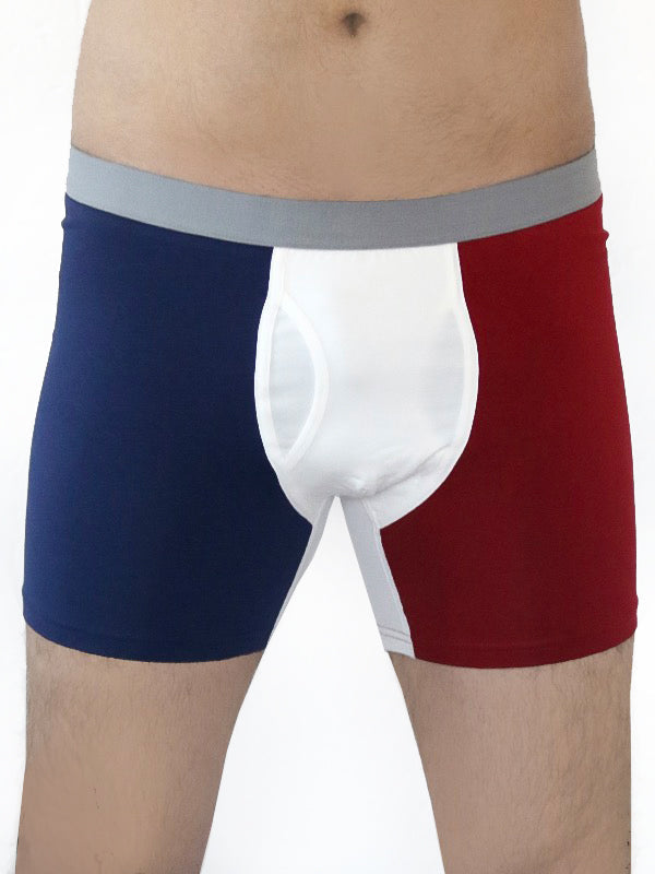 Men's Boxer Shorts, Navy - Red - Natural White
