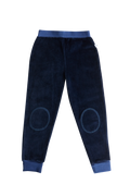 Kids' Velour Trousers Slim Waistband, Midnight Blue