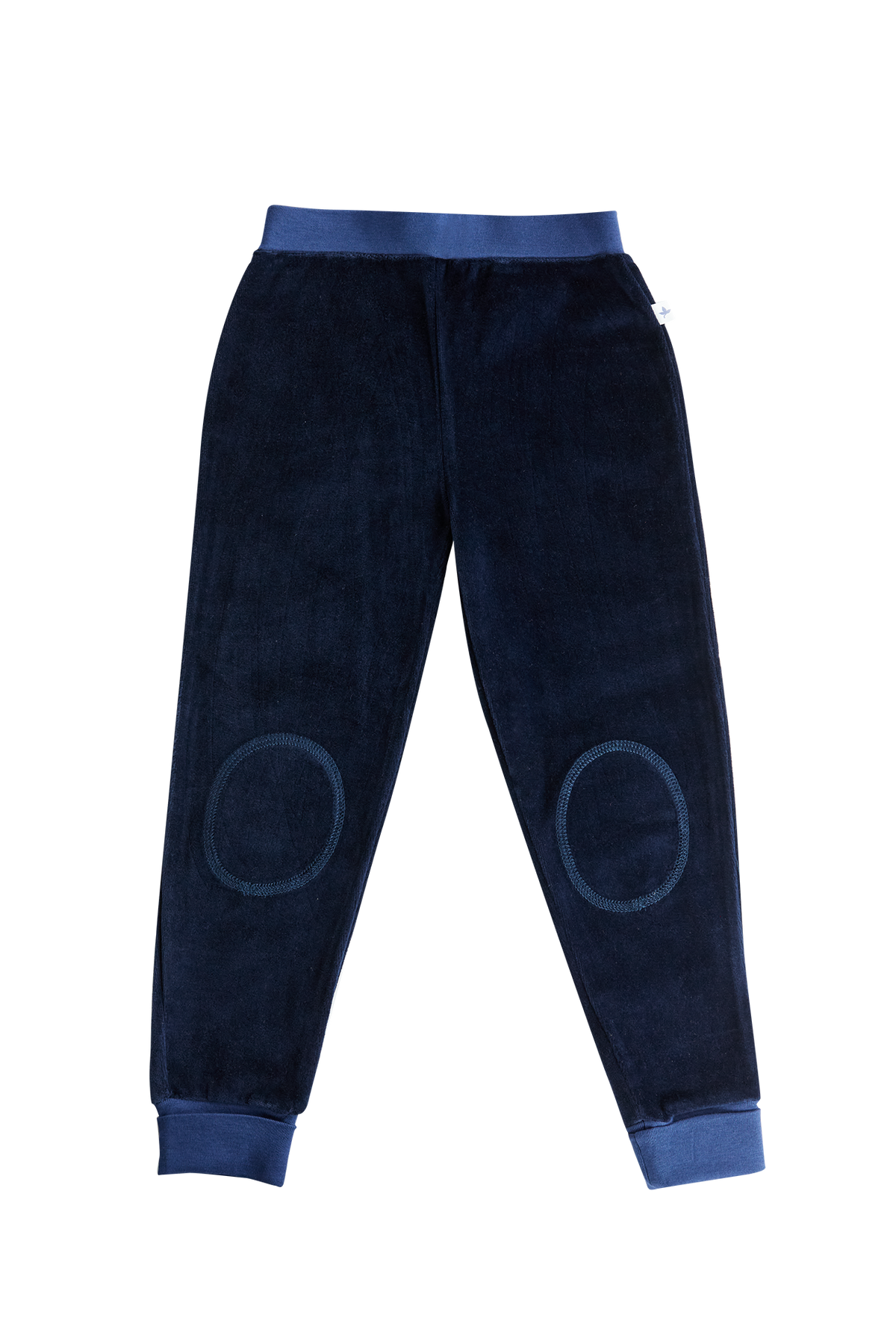 Kids' Velour Trousers Slim Waistband, Midnight Blue