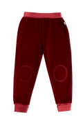 Kids' Velour Trousers Slim Waistband, Bordeaux