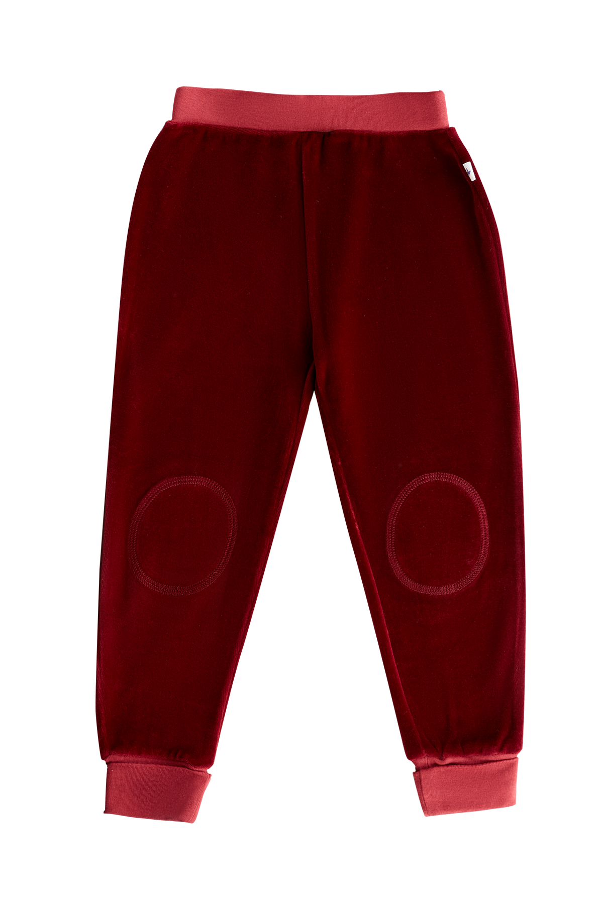 Kids' Velour Trousers Slim Waistband, Bordeaux