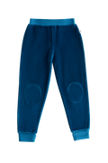 Kids' Velour Trousers Slim Waistband, Danube Blue