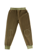 Kids' Velour Trousers Slim Waistband, Olive Green