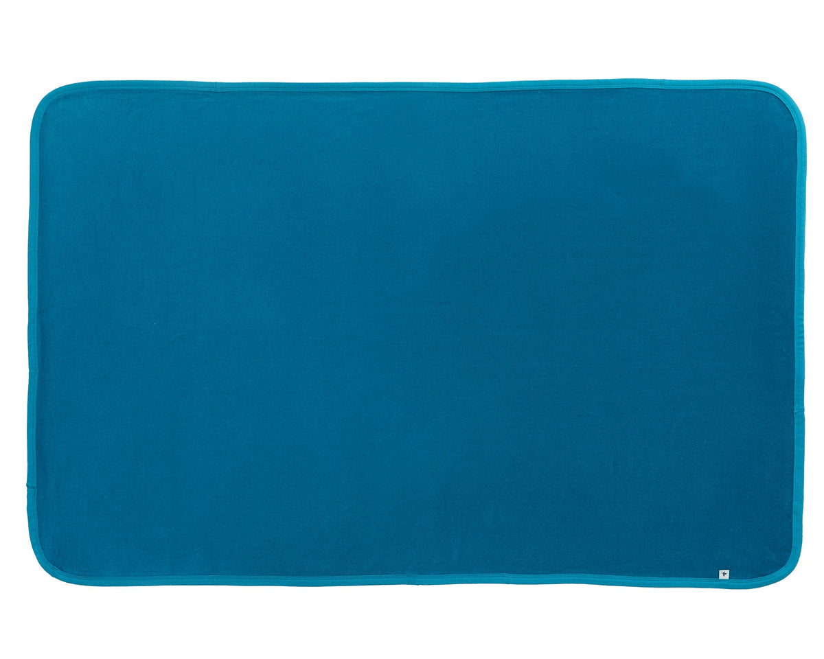 Velour Blanket, Ocean Blue — Leela Cotton, view 2