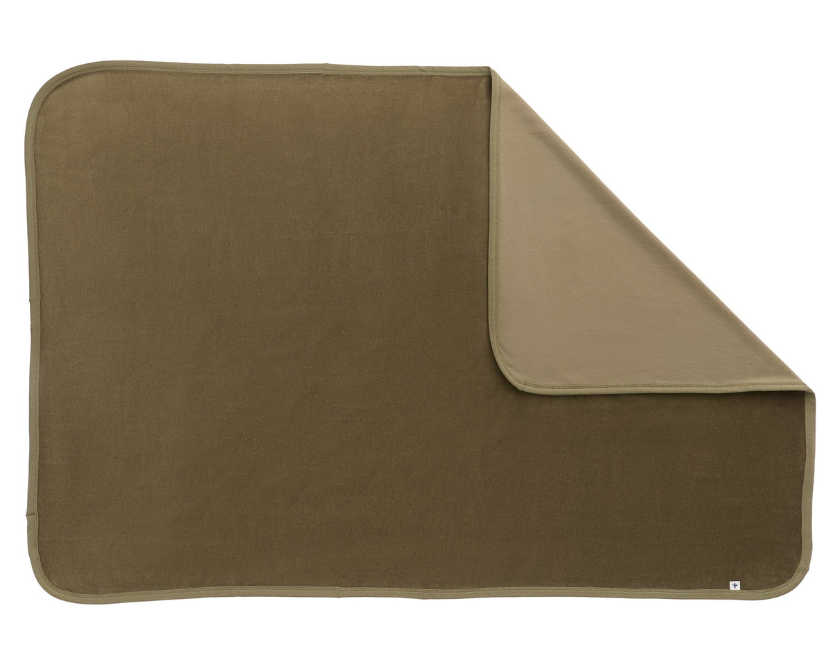 Velour Blanket, Olive — Leela Cotton