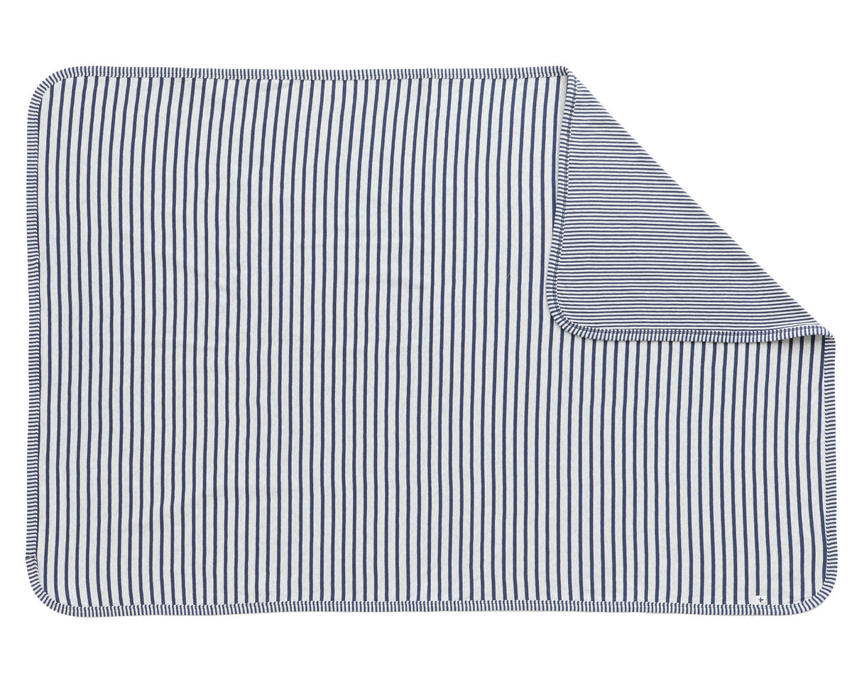 Kids' Reversible Blanket, Marine Blue / Beige — Leela Cotton
