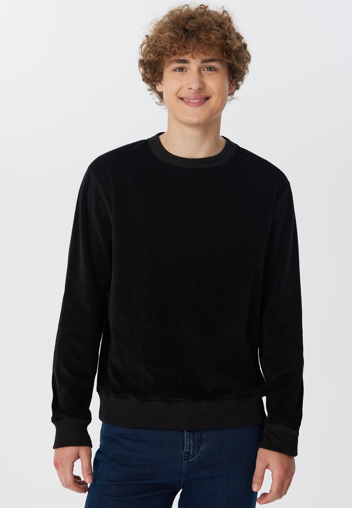 Men's Corduroy Sweatshirt, Black — Leela Cotton