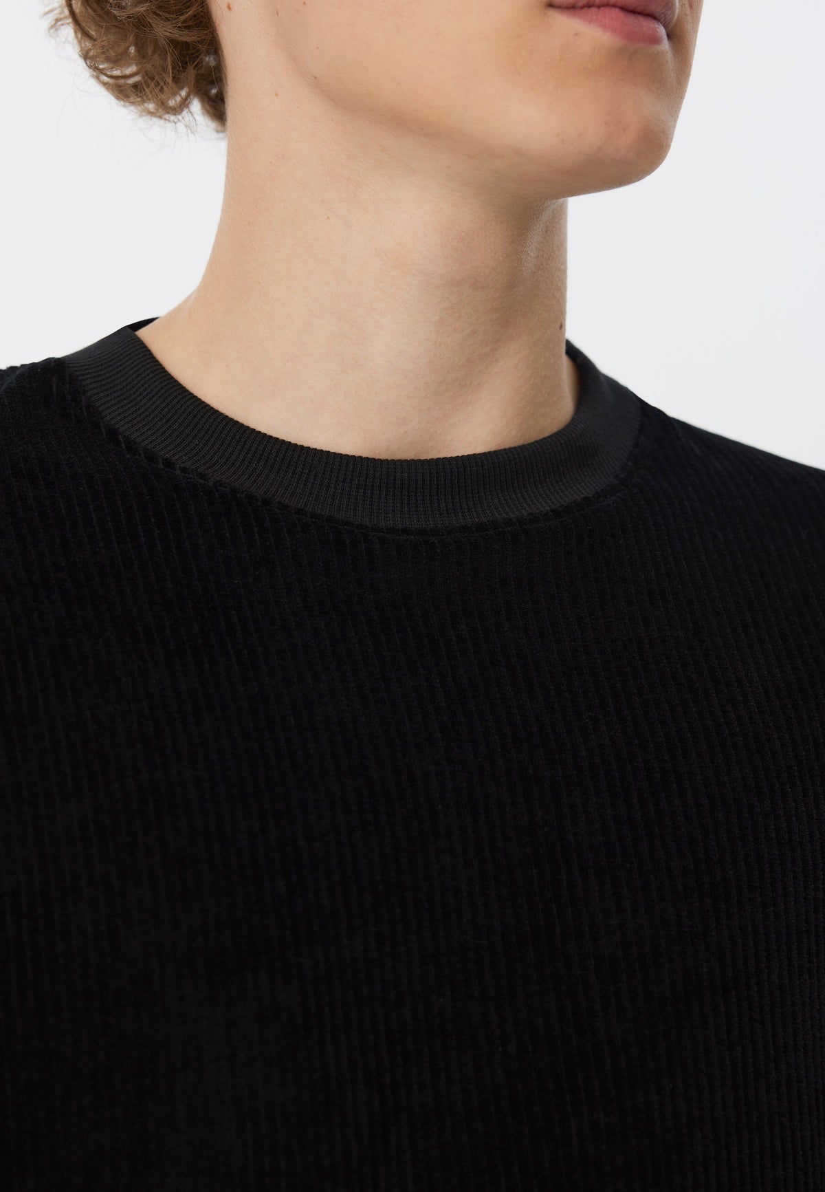 Men's Corduroy Sweatshirt, Black — Leela Cotton, view 5
