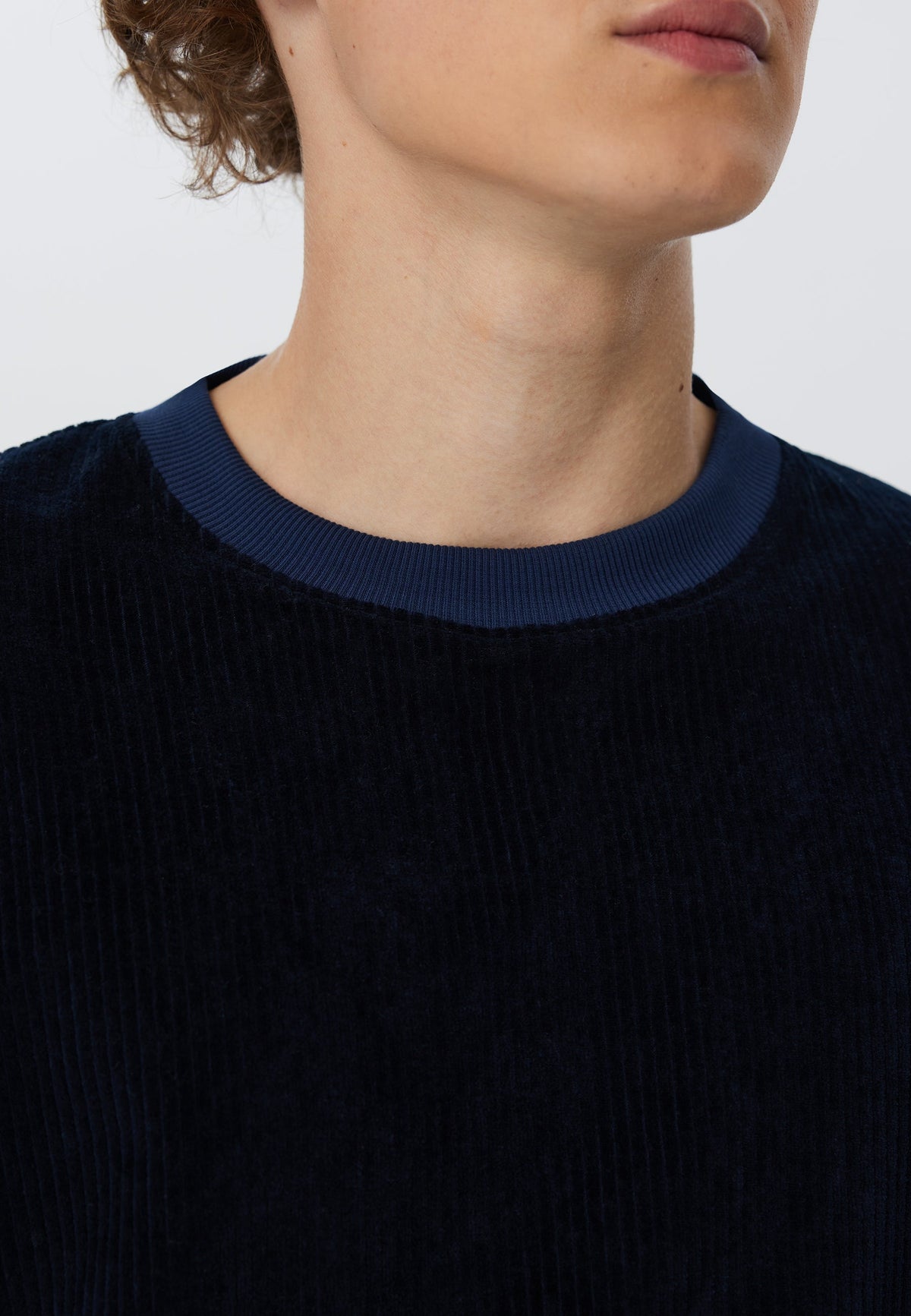 Men's Corduroy Sweatshirt, Midnight Blue — Leela Cotton, view 5
