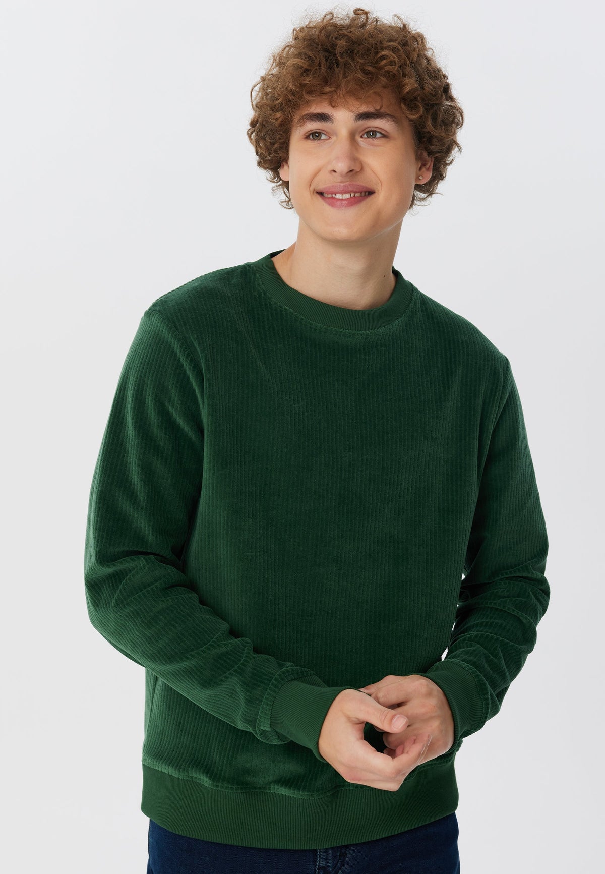 Men's Corduroy Sweatshirt, Pine Needle — Leela Cotton